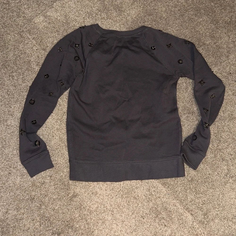 J. Crew Charcoal Embellished Sweatshirt Top